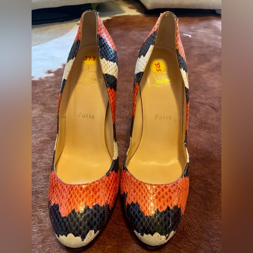 Christian Louboutin So Kate Python Heels